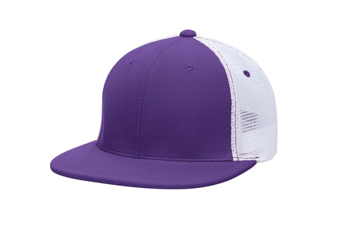 Pacific Headwear Premium M2 Performance Trucker Flexfit® Cap (ES341), Color 'PurpleWhitePurple'